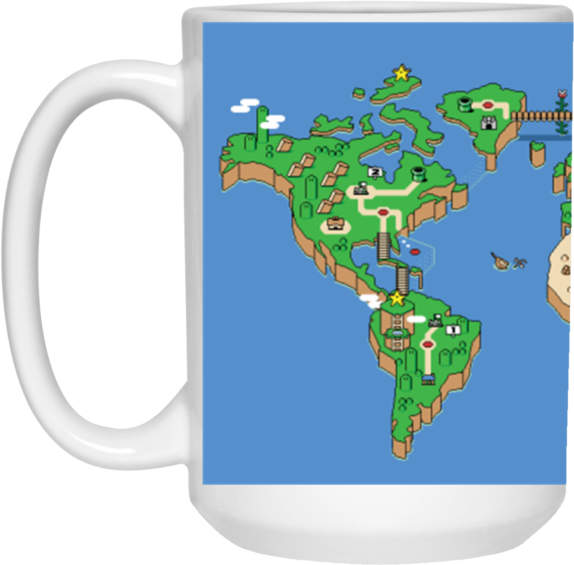 Mario World Map Theme Mug - Super Mario World Map Us (1142x1125), Png Download