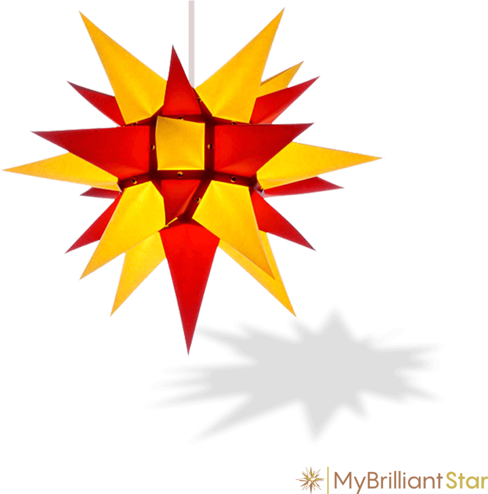 Original Herrnhut Paper Star, Yellow / Red, ~ 40 Cm - Herrnhuter Stern Rot Weiß (1080x1080), Png Download