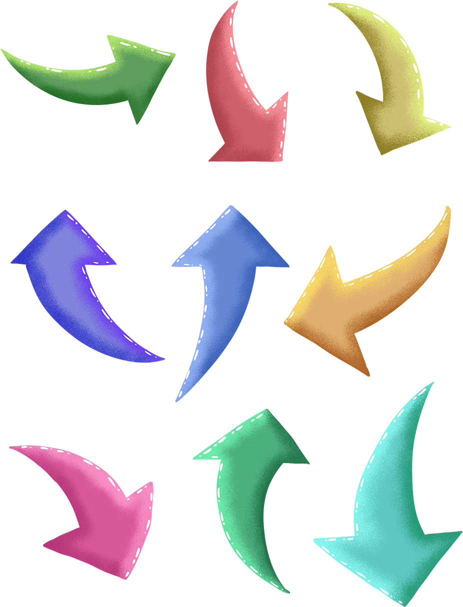 Mão Desenhadas Flechas Elementos De Seta Setas Coloridas - Crescent (1024x1369), Png Download