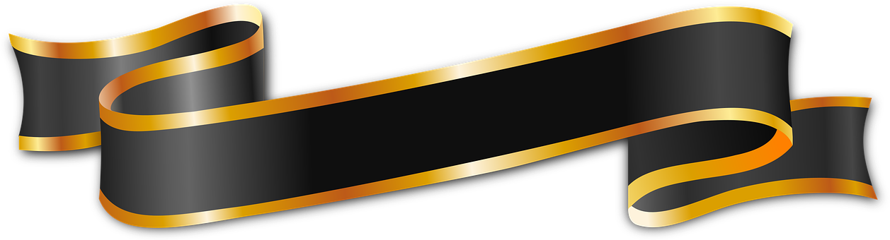 Banner Gold Band Swinging Ornament Greeting Label (1257x340), Png Download