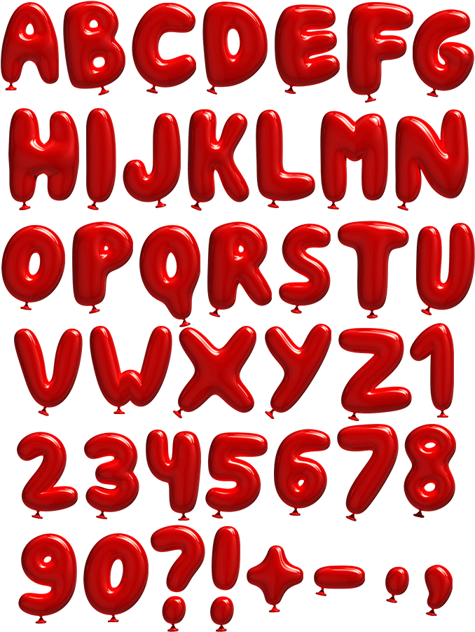 Red Balloons Funny Font - Red Colour Letter Balloons (700x926), Png Download