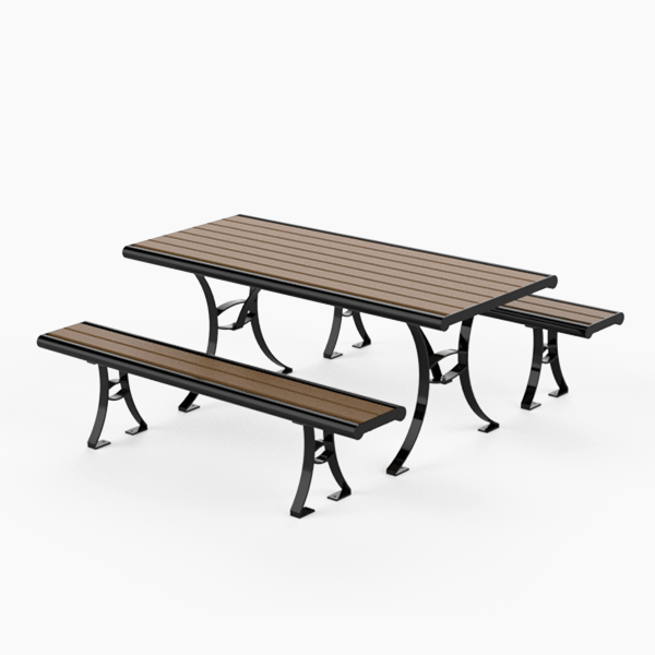 Elan Series Table & Benches - Picnic Table (600x600), Png Download