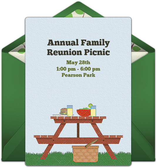 Picnic Table Online Invitation - Summer Picnic Invitation (650x650), Png Download