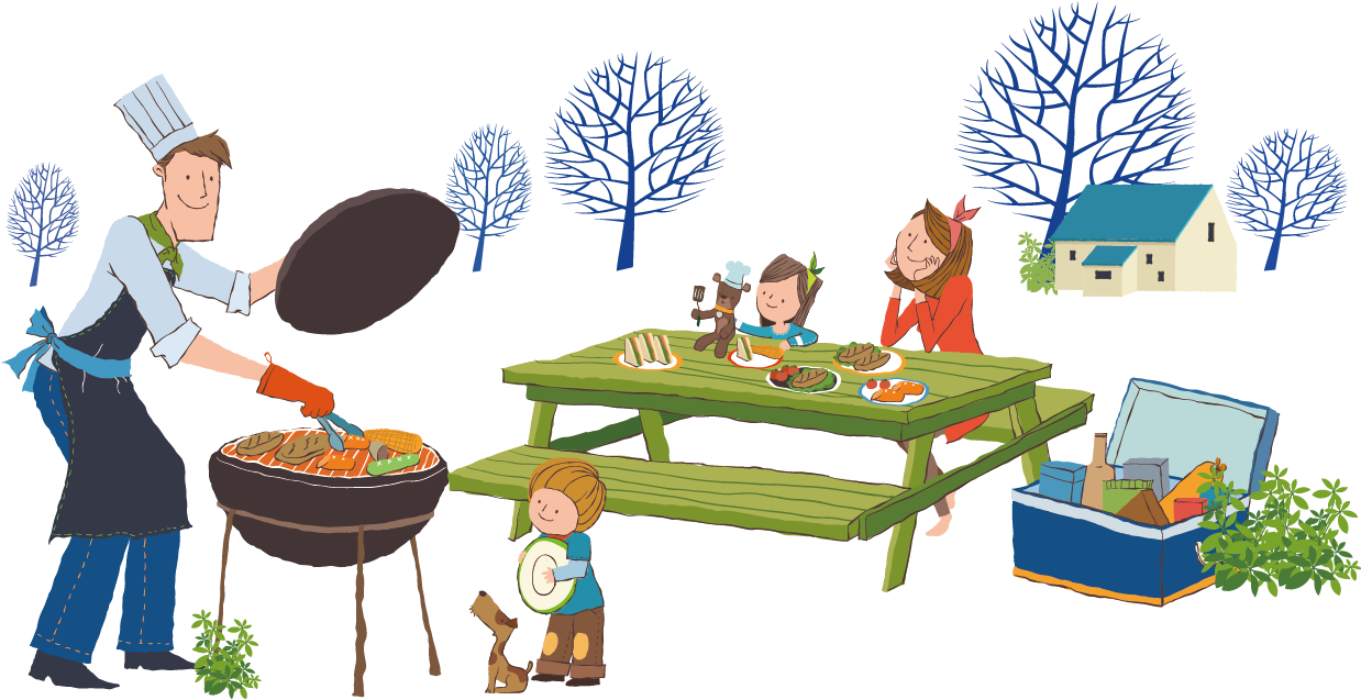 Picnic Table Clipart Illustration Png - Gia Đình Nấu Ăn Hoạt Hình (1240x1240), Png Download