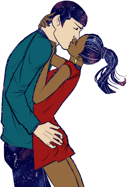 Spock & Uhura Images Spock Wallpaper And Background - Star Trek Beyond Spock & Uhura Drawing (500x670), Png Download