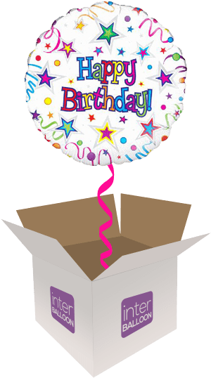 Happy Birthday Stars And Streamers - Feliz Cumpleaños Globos De Estrella (568x568), Png Download