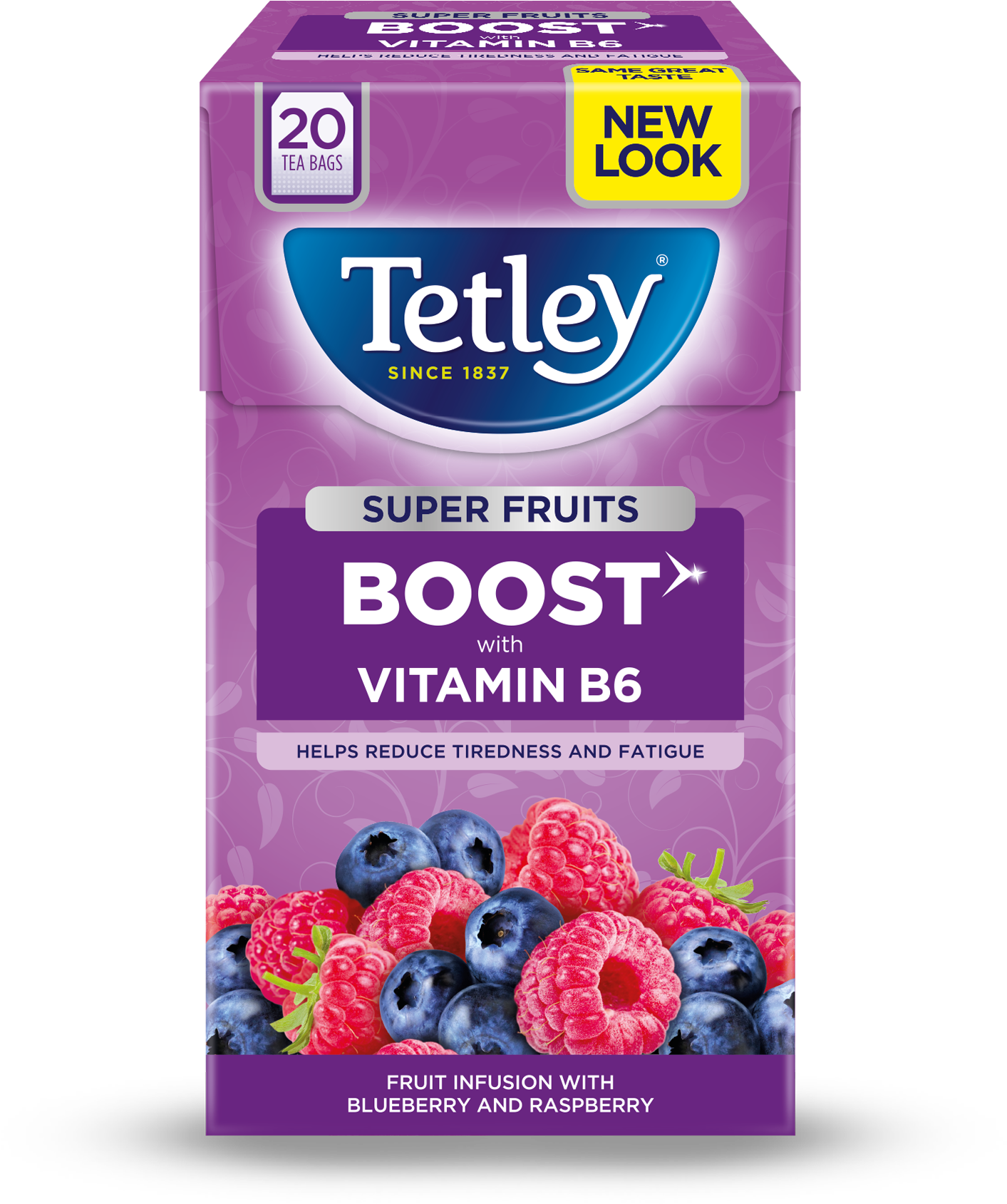 Super Fruits Blueberry & Raspberry - Tetley Super Green Tea (1773x1773), Png Download