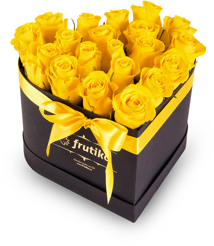 Yellow Roses Black Heart Box - Garden Roses (750x950), Png Download