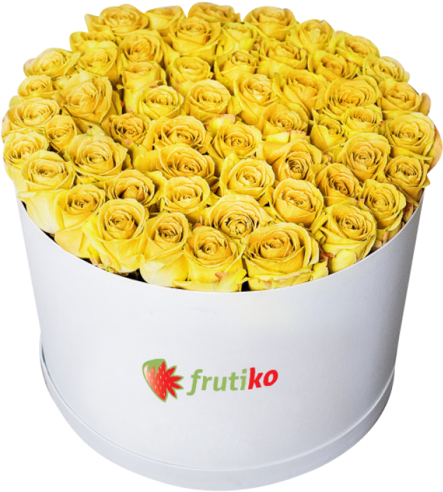 Oval Yellow Roses Box - Flower (687x762), Png Download