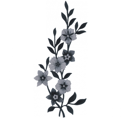 Black Large Flower - Flower Embroidery Black And White (420x420), Png Download