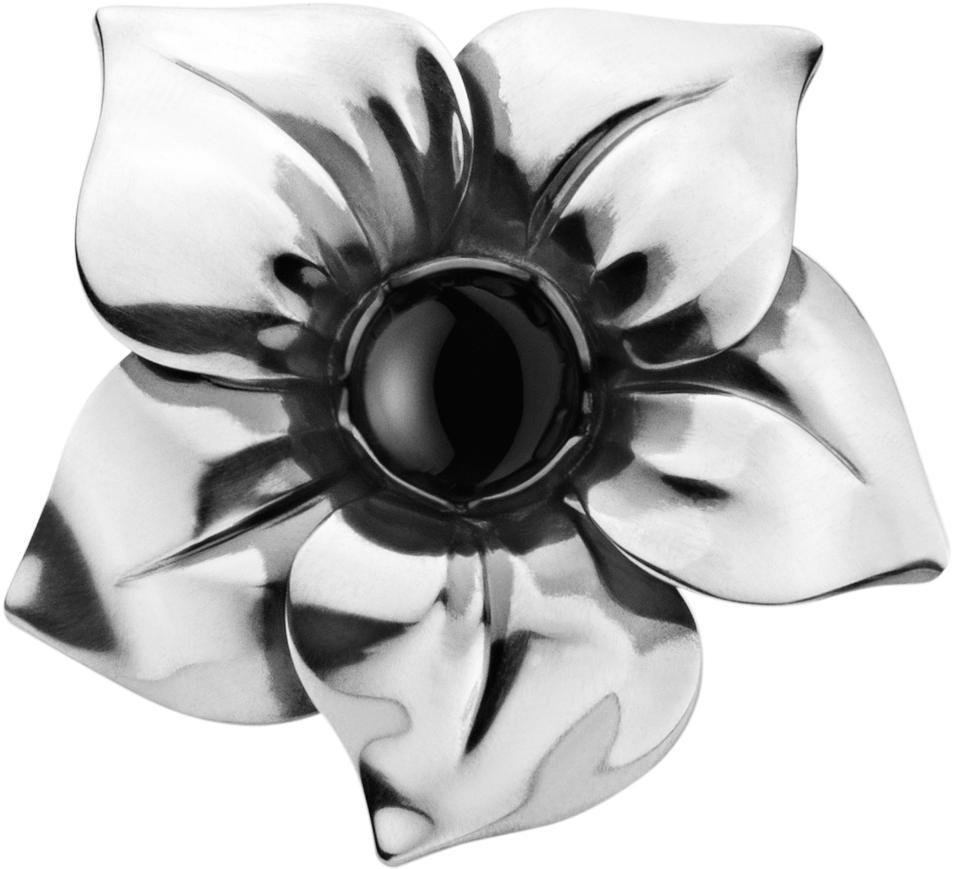 Black Flower Png - Flower Ring - Sterling Silver With Black Onyx 58 - (1200x1200), Png Download