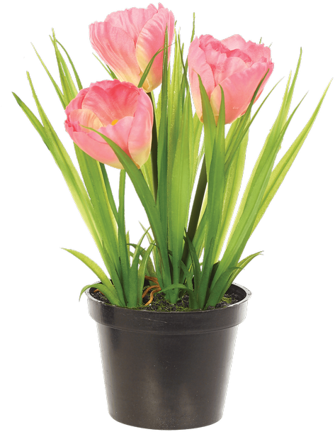 Tulip Bush In Planter, Pink - Artificial Flower (500x611), Png Download