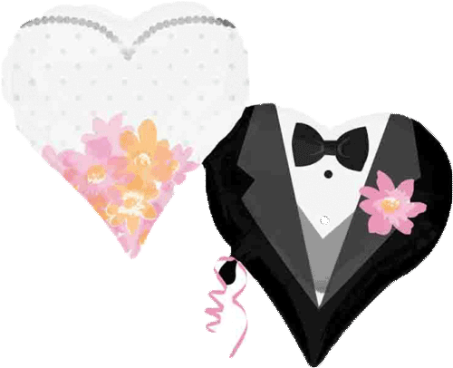 30" Wedding Couple Hearts Supershape Foil Balloon (500x406), Png Download