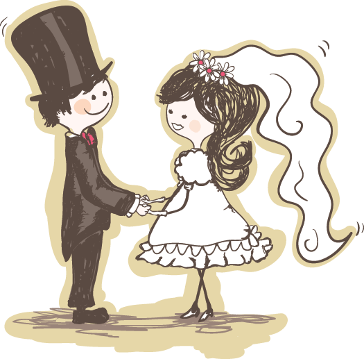 Wedding-couple - Happy Wedding Anniversary Cute (525x517), Png Download