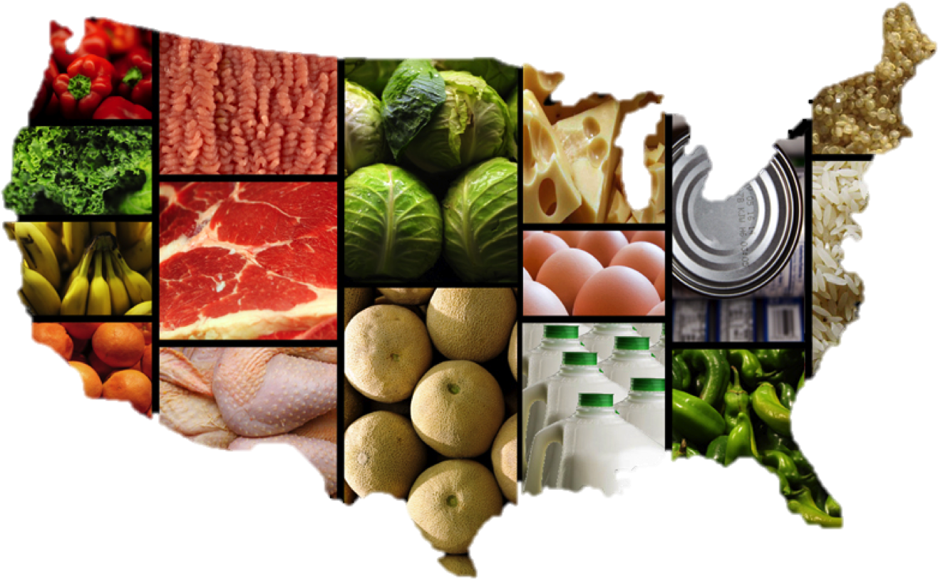 Healthy Food Png Food Pyramid Re - Food Map Of The Us (1342x848), Png Download