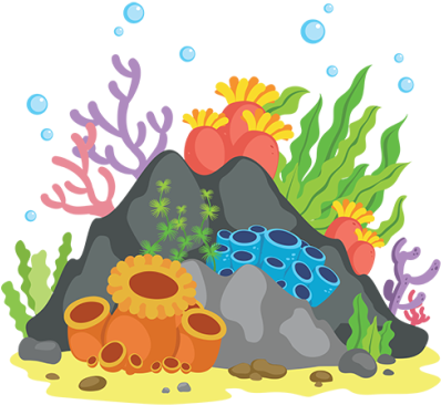 Coral Reef Clipart Png Jpg Black And White Stock - Coral Reef Cartoon Png (680x408), Png Download