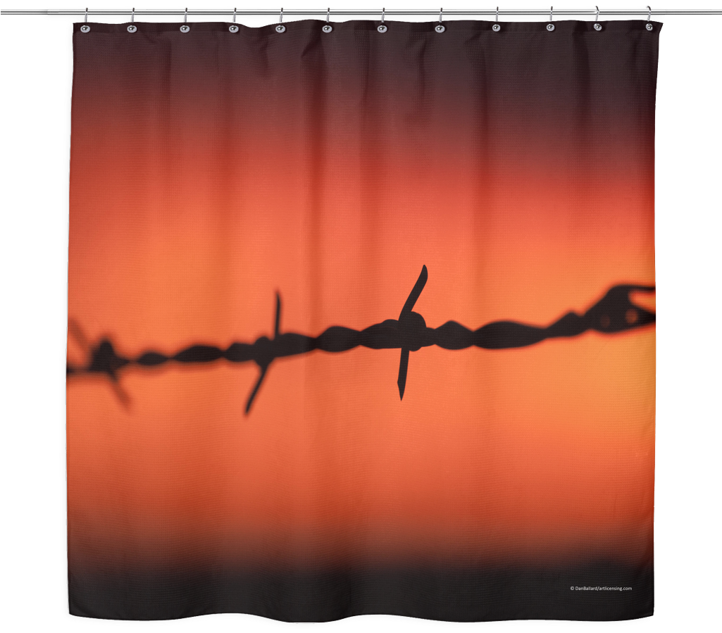Barbed Wire Sunset Shower Curtain - Barbed Wire (480x480), Png Download