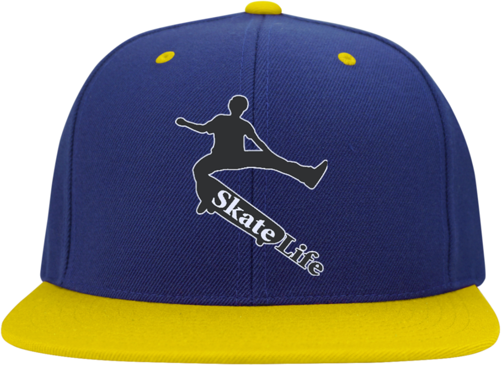 Flat Bill High-profile Snapback Hat Purposely Designed - Skull Stc19 Sport-tek Flat Bill High-profile Snapback (1024x1024), Png Download