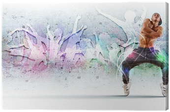 Young Man Dancing Hip Hop With Color Lines Canvas Print - Hip Hop Dance Cover Photos For Facebook (400x400), Png Download
