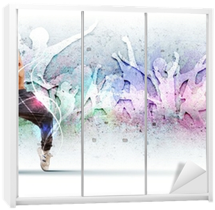 Young Man Dancing Hip Hop With Color Lines Wardrobe - Dance (400x400), Png Download