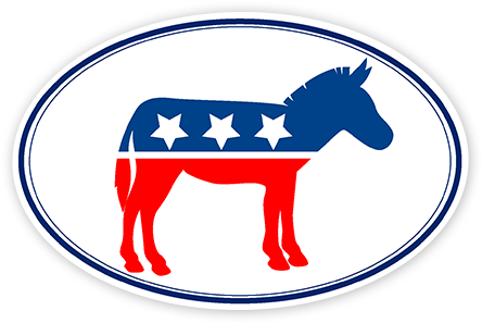 Democrat Party 6×4 White Oval Sticker - Democrat Donkey Sticker (650x300), Png Download