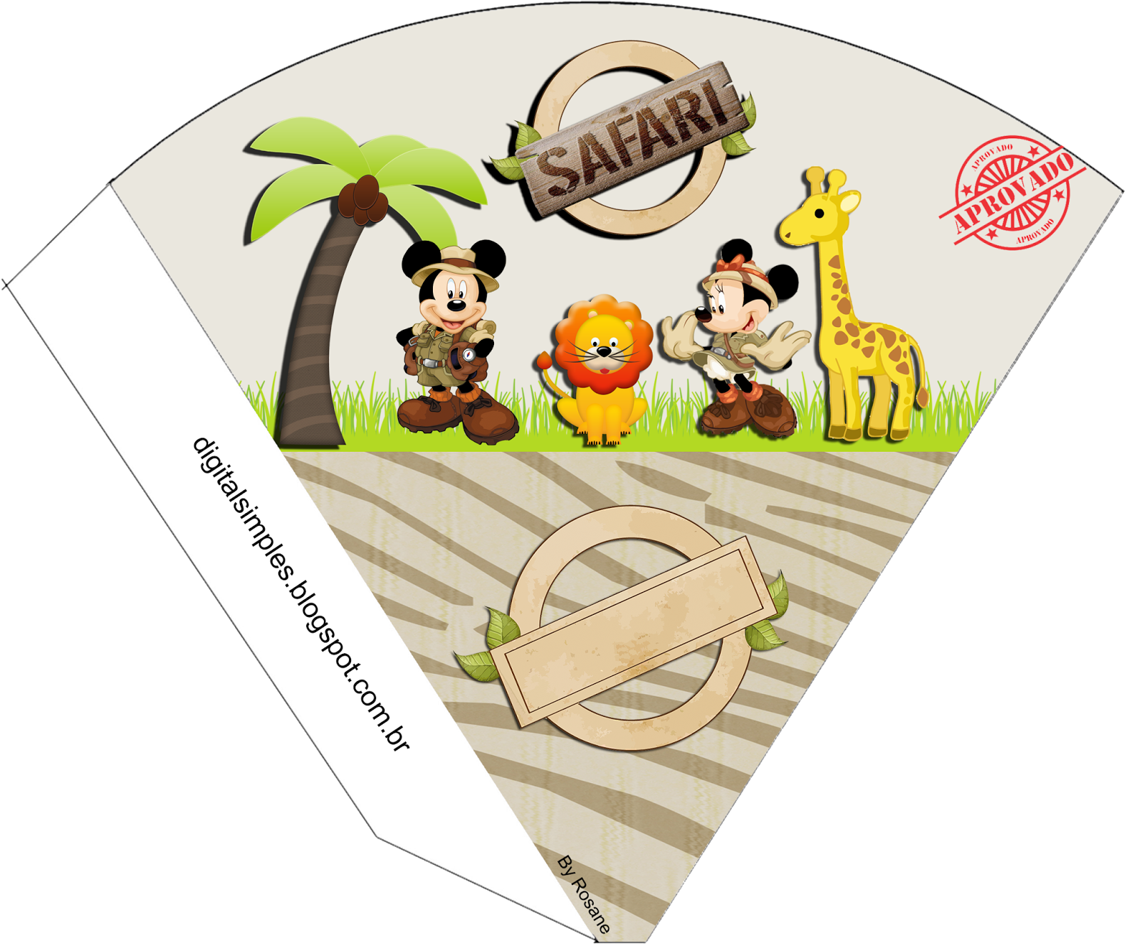 Mickey And Minnie Safari Free Printable Cones - Safari Minnie Mouse (1600x1334), Png Download