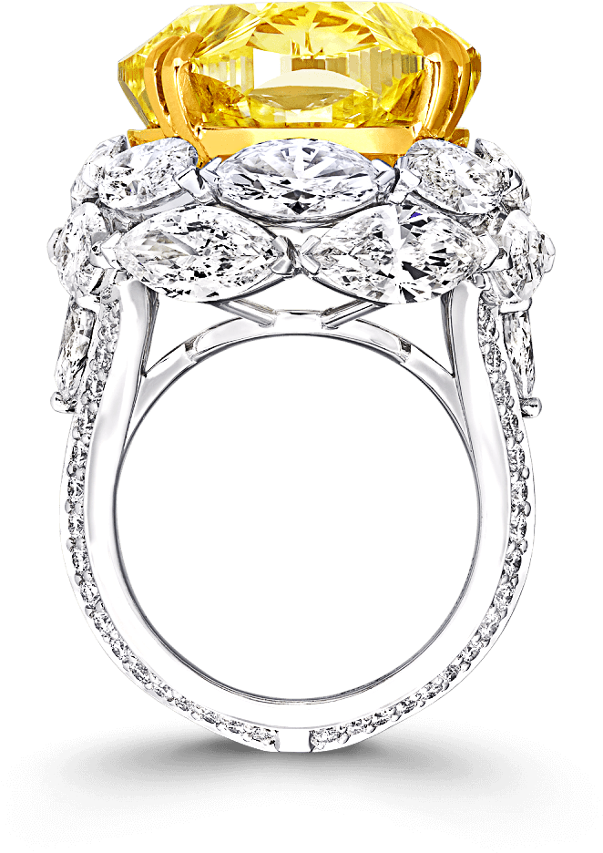 A Graff Yellow And White Diamond Ring Featuring A Fancy - Engagement Ring (2000x2000), Png Download