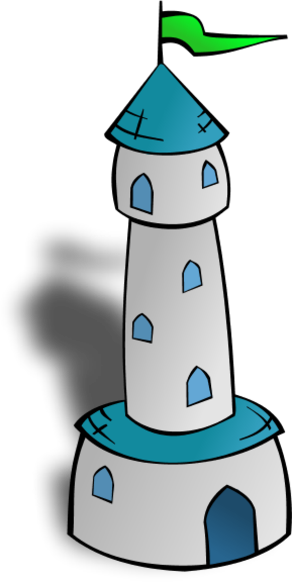 Rpg Map Symbols Round Tower With Flag - Tower Clipart (600x1196), Png Download