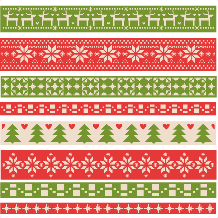 Christmas Fair Isle Borders Scrapbook Clip Art Christmas - Christmas Fair Isle Background (432x432), Png Download