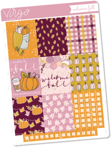 Welcome Fall Full Boxes Sticker Sheet - Paper (500x500), Png Download