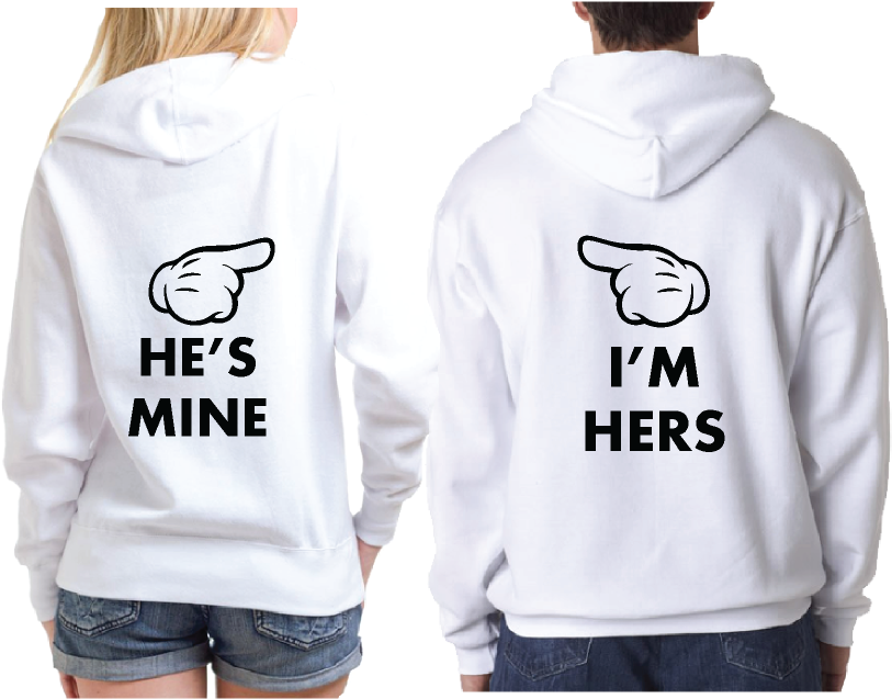 500219 He's Mine Mickey - Princess And Prince Hoodies (1014x697), Png Download