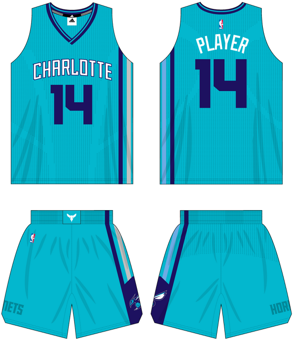 Byekedcigaaffux - Charlotte Hornets Blue Jersey (600x696), Png Download