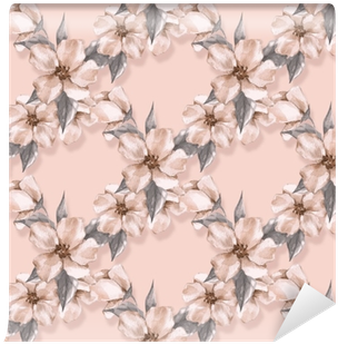 Watercolor Background With Delicate Flowers Wall Mural - Watercolor Painting (400x400), Png Download