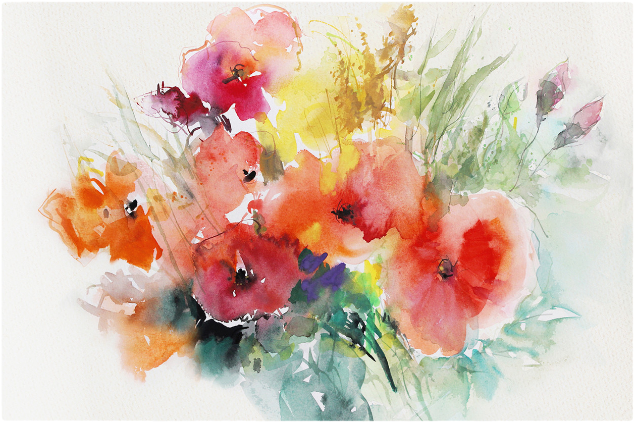 The Bouquet Print - Drawing (2000x1036), Png Download