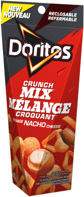 New Doritos Crunch Mix™ Nacho Cheese Flavoured Snack - Doritos Spicy Nacho Tortilla Chips - 10.5 Oz Bag (309x400), Png Download
