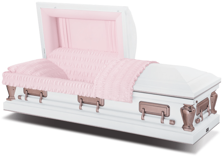 Ammen Family Virgo White & Pink Casket - Pink And White Caskets (865x657), Png Download