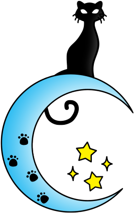 Cat On The Moon Tattoo Clipart - Cat And Moon Clipart (450x450), Png Download