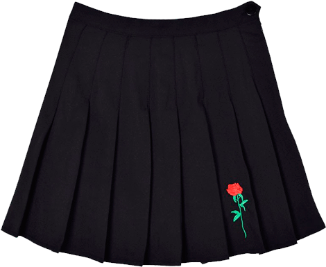 Itgirl Shop Rose Embroidery Aesthetic Pleated Black - Goth Aesthetic Clothes Png (485x456), Png Download