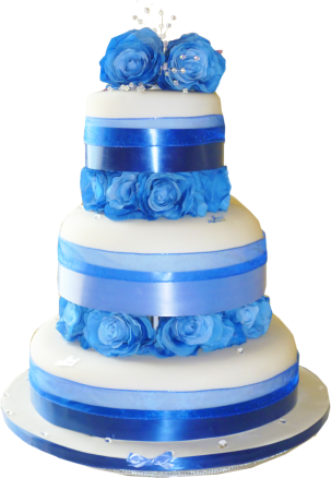 Blue Rose Wedding Cake - Cake In Blue Png (303x438), Png Download