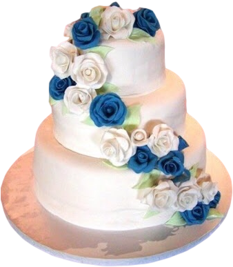 Wedding Cakes With Blue And White Roses (349x421), Png Download