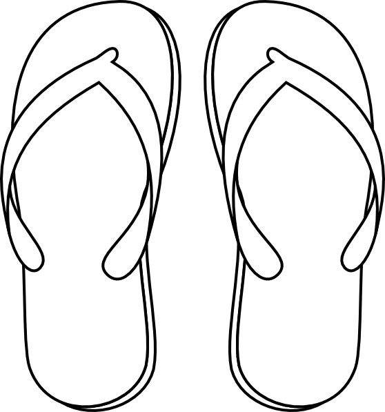 Drawing Of A Flip Flop - Flip Flops Clipart Black And White (558x597), Png Download