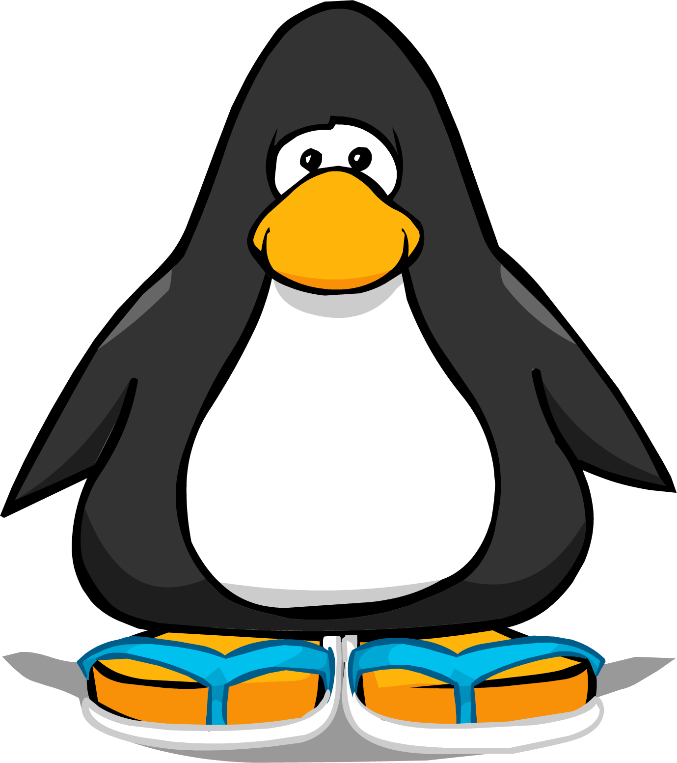 Blue & White Flip Flops Pc - Club Penguin Black Penguin (1379x1553), Png Download