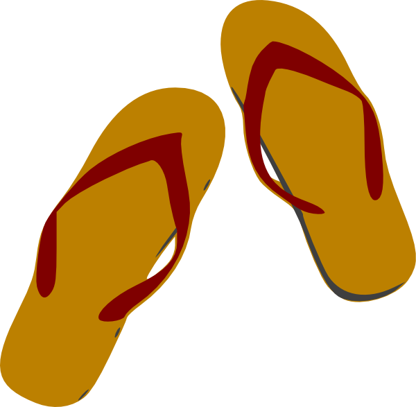 Orange Clipart Flip Flop - Clip Art Sandals (600x587), Png Download