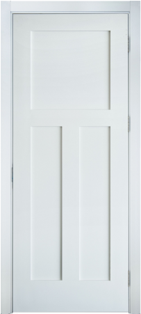 Primed White Interior 3-panel Craftsman - Home Door (600x600), Png Download
