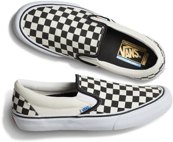 Shop The Pro Classics - Vans Slip-on Pro Black & White Checkered Skate (370x334), Png Download