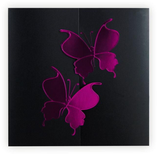 Unique Wedding Invitation Two - Fuchsia Butterflies (800x800), Png Download