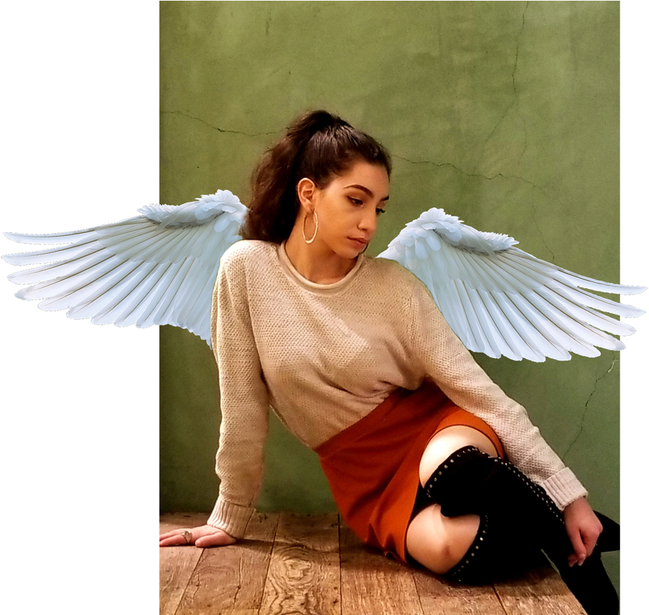 Tumblr Transparent Girl Angel Wings Png Tumblr Transparent - Girl (1280x886), Png Download