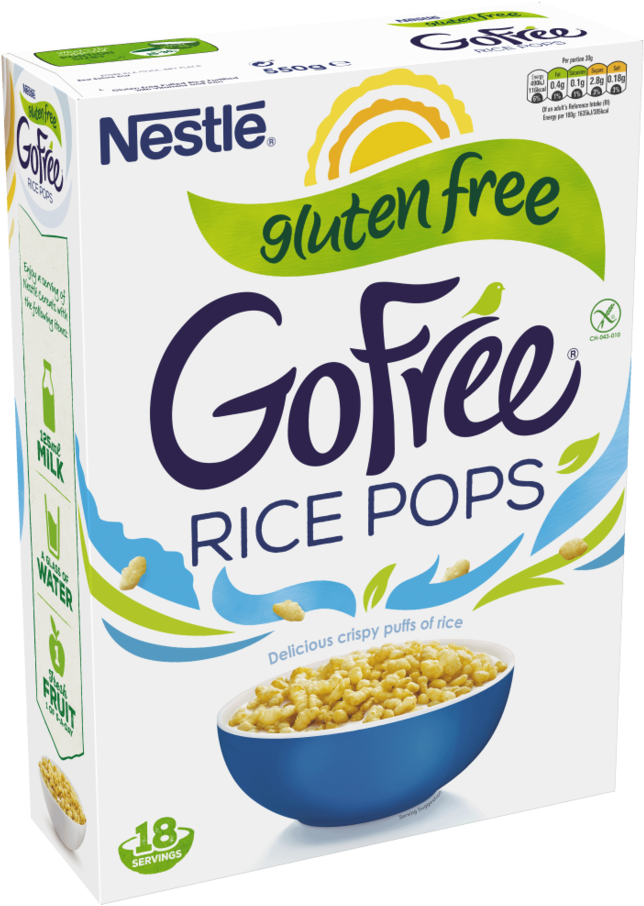 Nestle Gofree Rice Pops Gluten Free Cereal Box - Nestle (752x1003), Png Download
