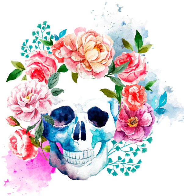 Calavera Catrina La Skull Mexico Free Transparent Image - Calavera Mexicana Con Flores (658x658), Png Download