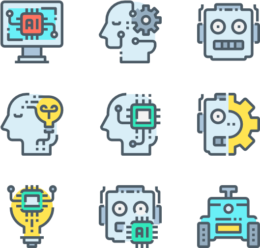 Robot Icon Packs - Lineal Color Icon (600x564), Png Download